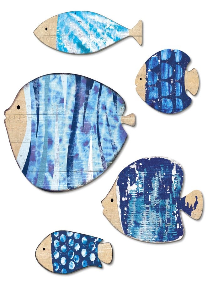 Putuo Decor Putuo Nautical Beach Wall Decor - Wooden Fish Sculpture for Lake House, Ocean Decor, Vintage Blue Fish Ornaments for Home, Bathroom, Bedroom, Kids Room (6.5 in) - Image 1